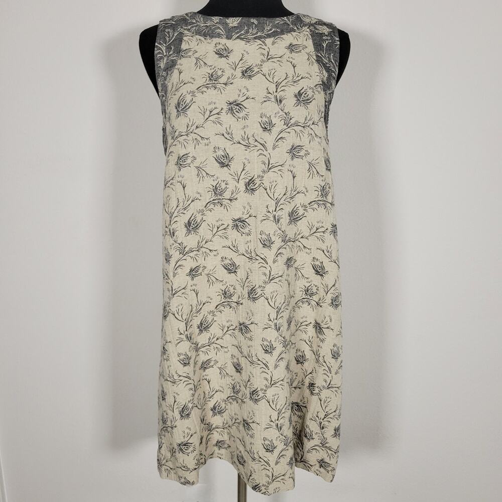 Hello Nite Los Angeles Linen Blend Floral Dress XS Cottagecore Summer Old Money